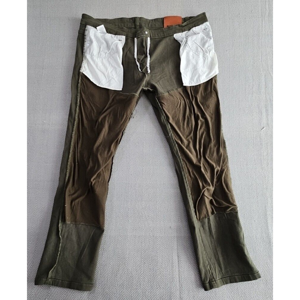 Blind Trust Jeans Men's 42x32 Green Stretch Denim Distressed Streetwear Lined - Picture 3 of 16